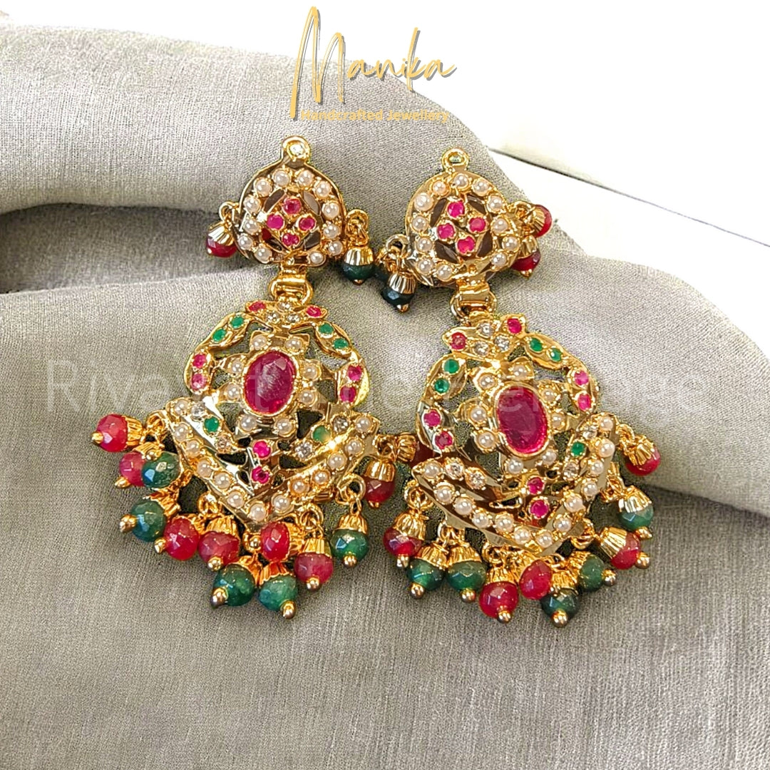 “Jadau” Sundarika Earrings – 24K Gold Plated Handcrafted Heritage Jewellery