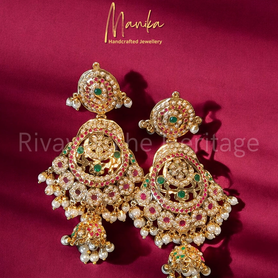“Jadau” Lavanyaa Earrings – 24K Gold Plated Handcrafted Regal Earrings