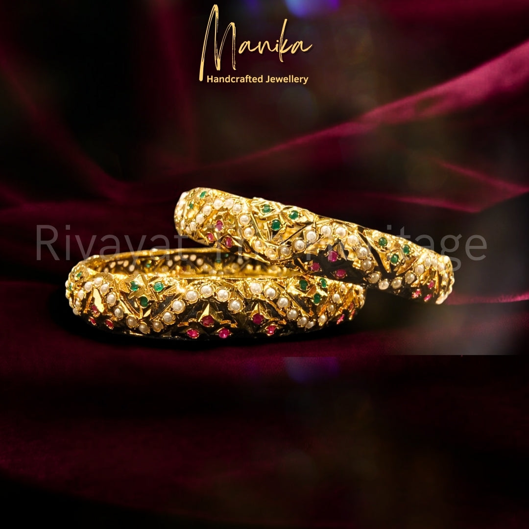 “Jadau” Trishul Bangles – 24K Gold Plated Symbolic Heritage Bangles