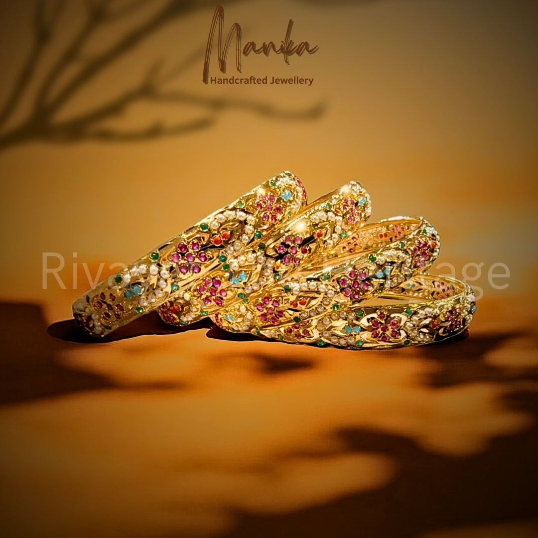 “Jadau” Ratnarekha Bangles – 24K Gold Plated Royal Heritage Jewellery