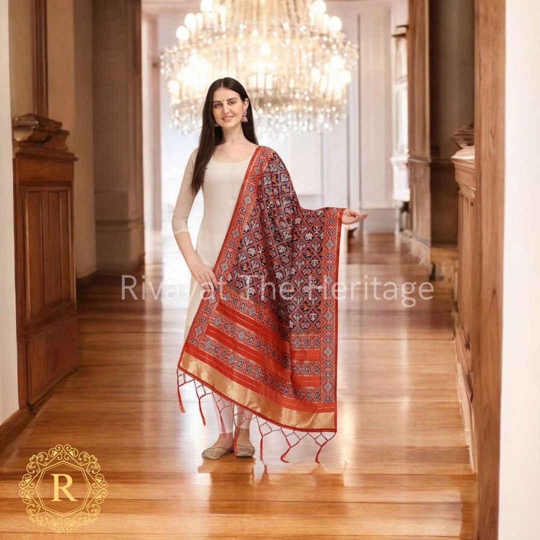 Navdurga – Heavy Blue Patola Silk Dupatta | Handwoven Traditional Design