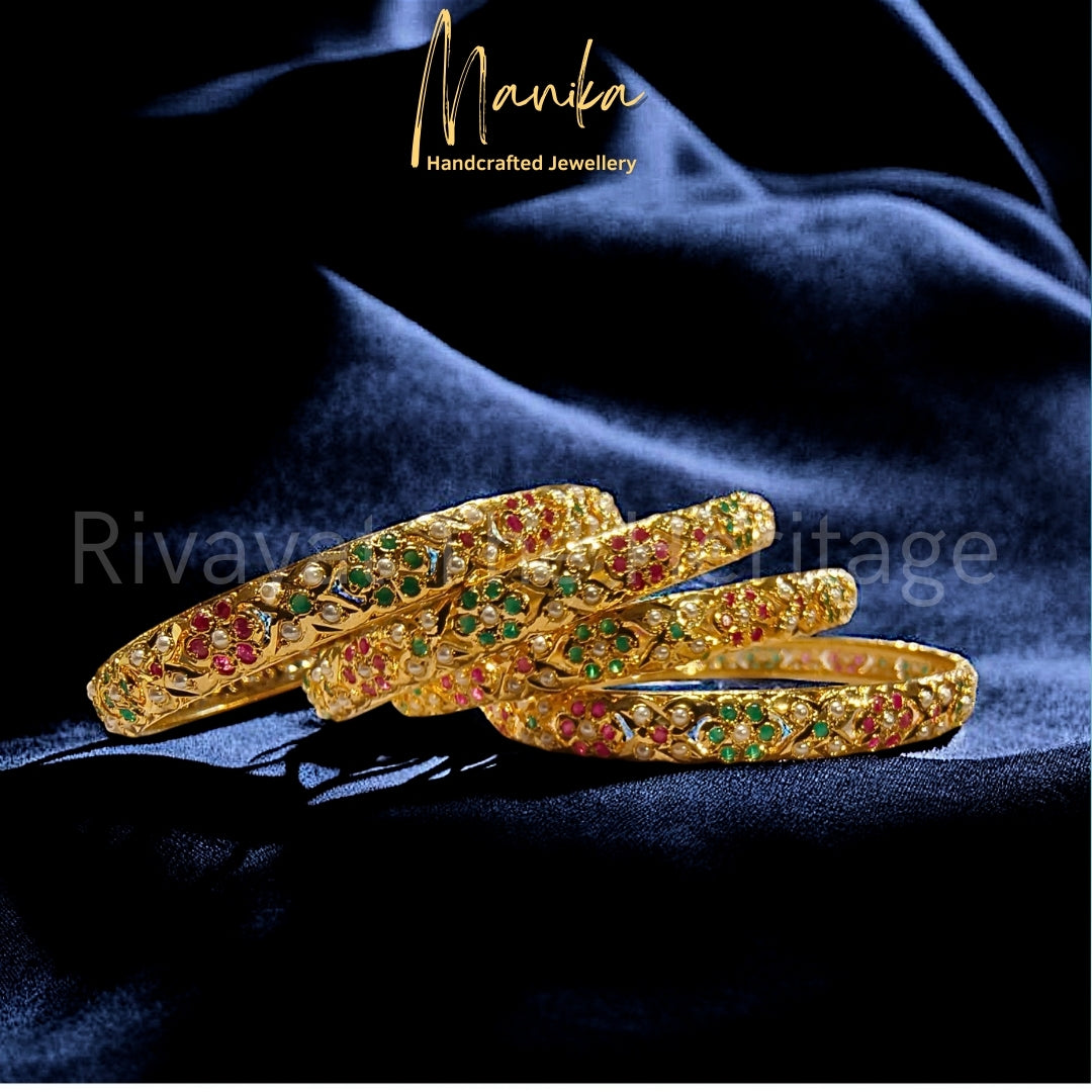 “Jadau” Kanakavalli Bangles – 24K Gold Plated Royal Handcrafted Jewellery
