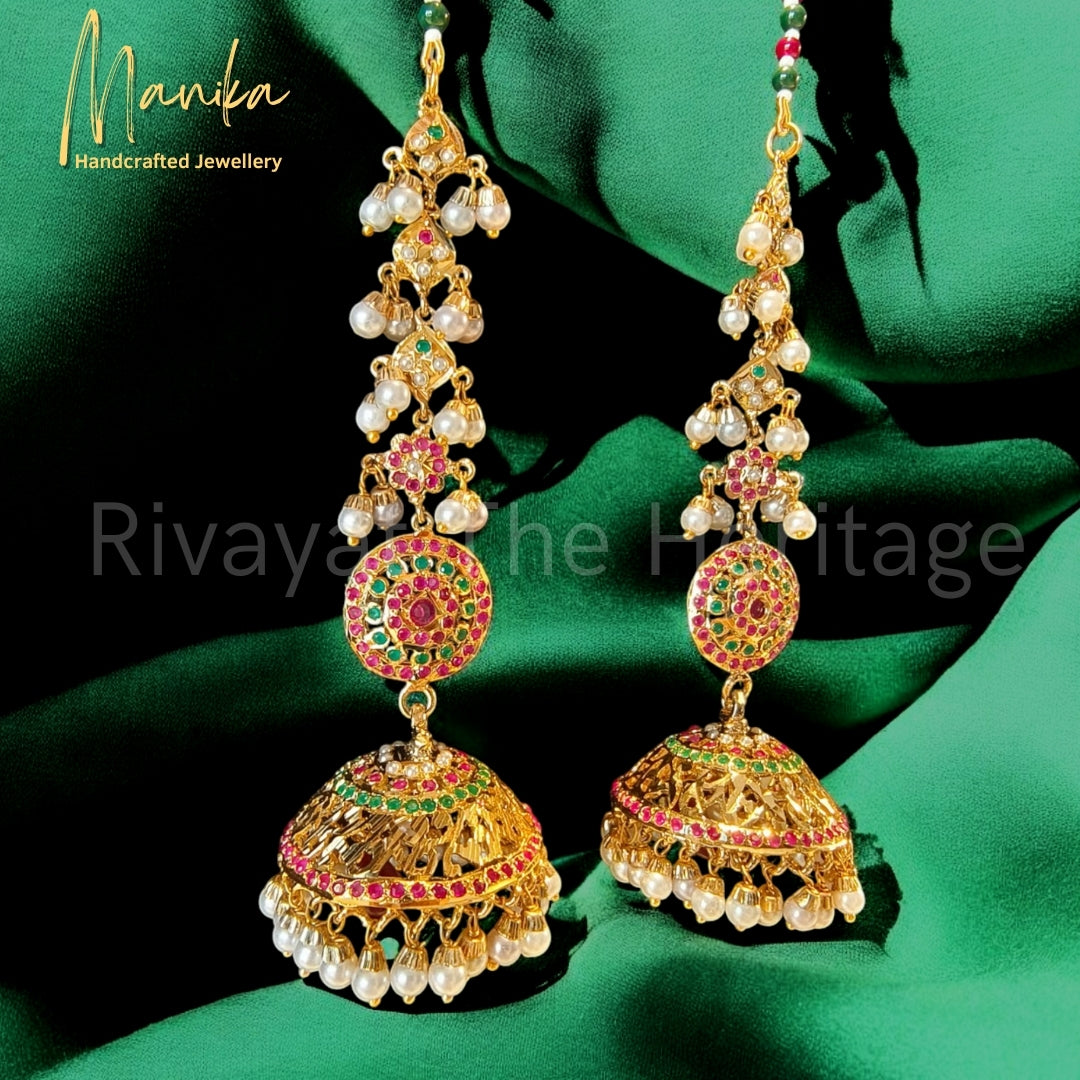 “Jadau” Shringarika Jhumka – 24K Gold Plated Handcrafted Heritage Earrings