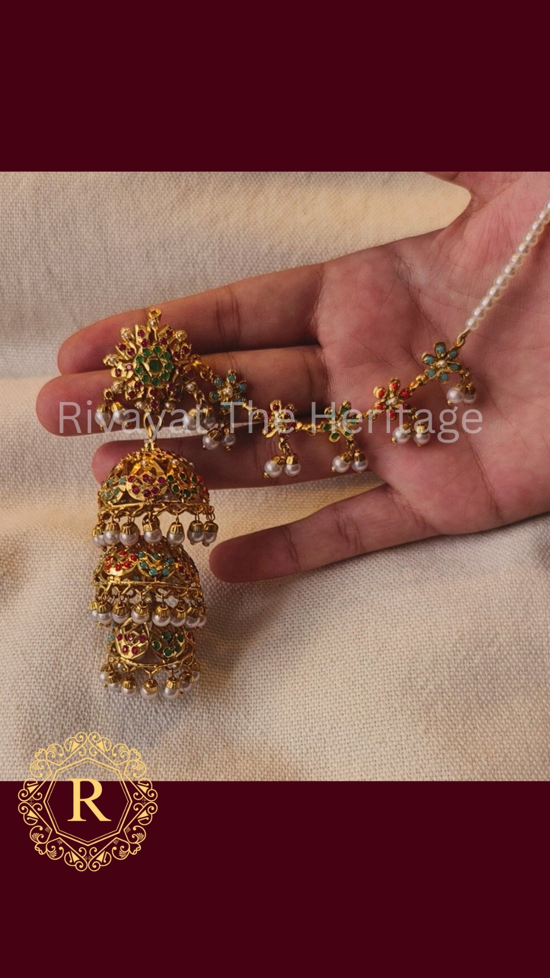 24K Gold Plated Jadau Jhumka Earrings | Handcrafted Ruby Emerald Pearl Jewelry | Manika Collection