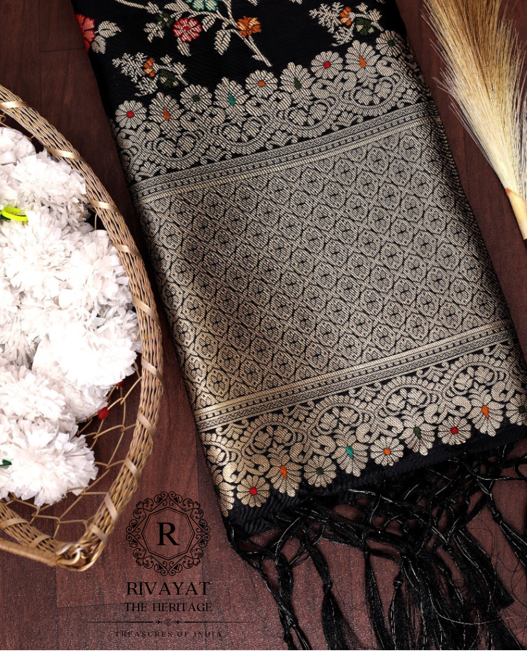 Navdurga Banarasi Silk Heavy Floral Dupatta