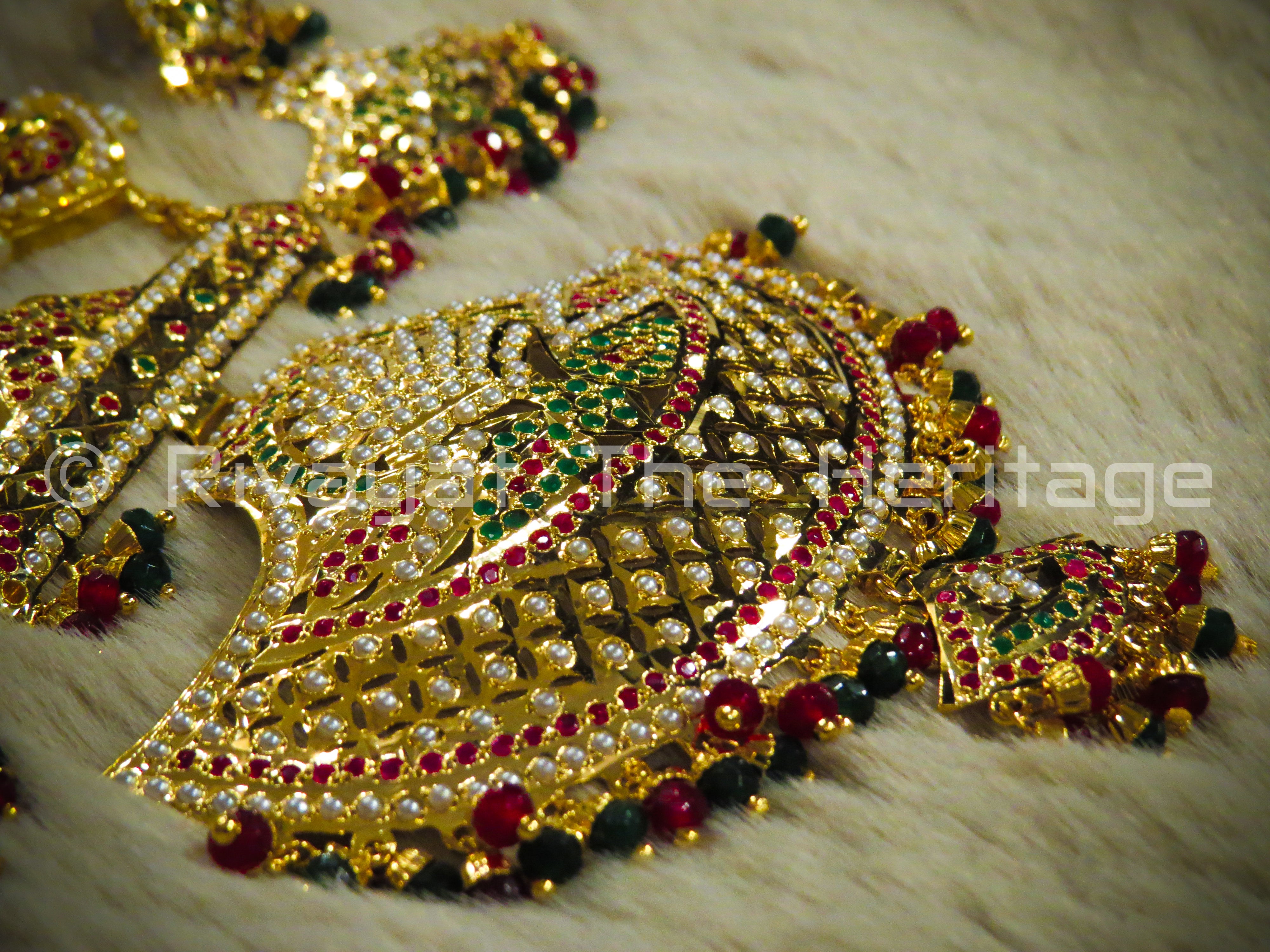"Jadau" Rani Haar - Traditional 24 Karat Gold Plated Necklace & Earring Set
