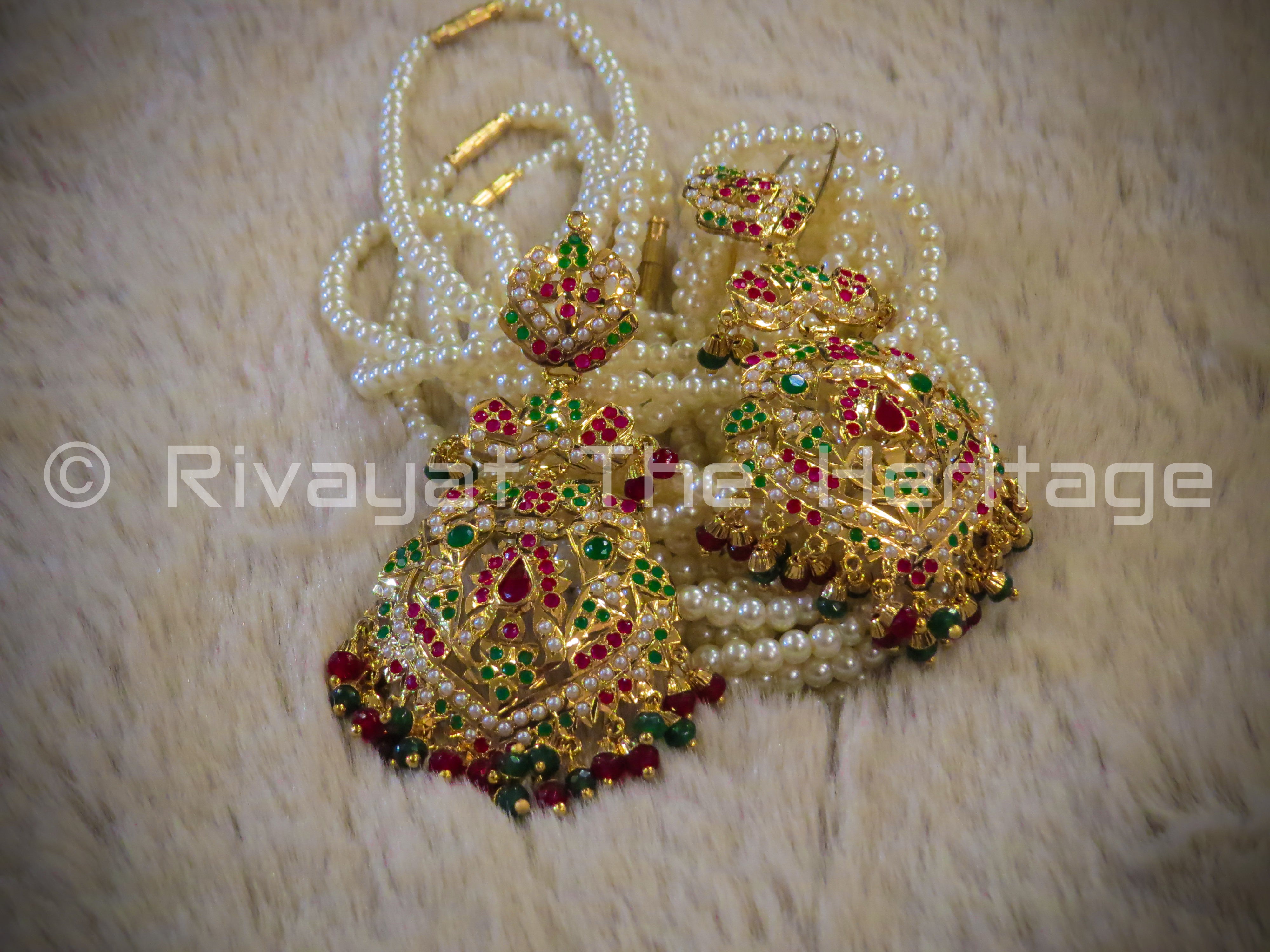 "Jadau" Manik Nayani 24K Gold Plated Handcrafted Earrings