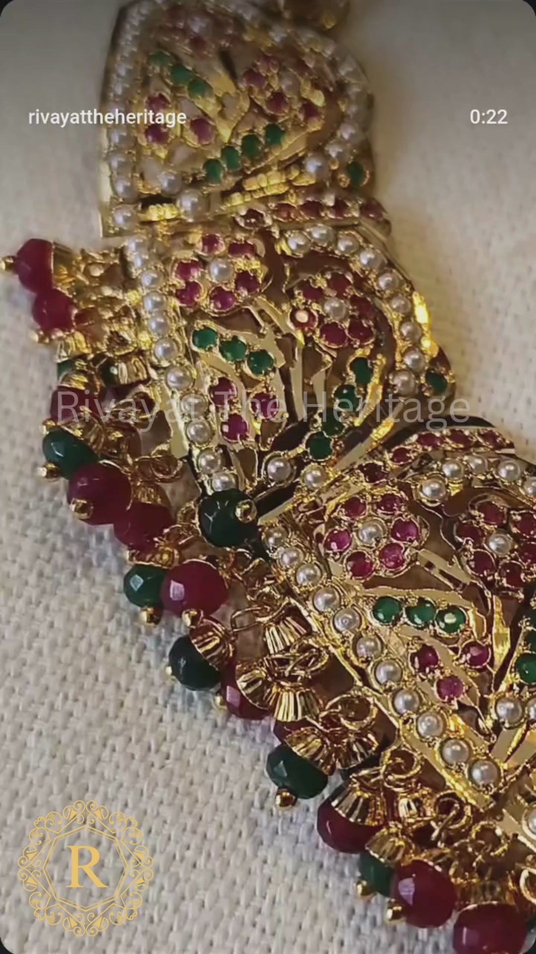 Manika Royal Ruby Emerald Jadau Rani Haar Set - 24K Gold Plated