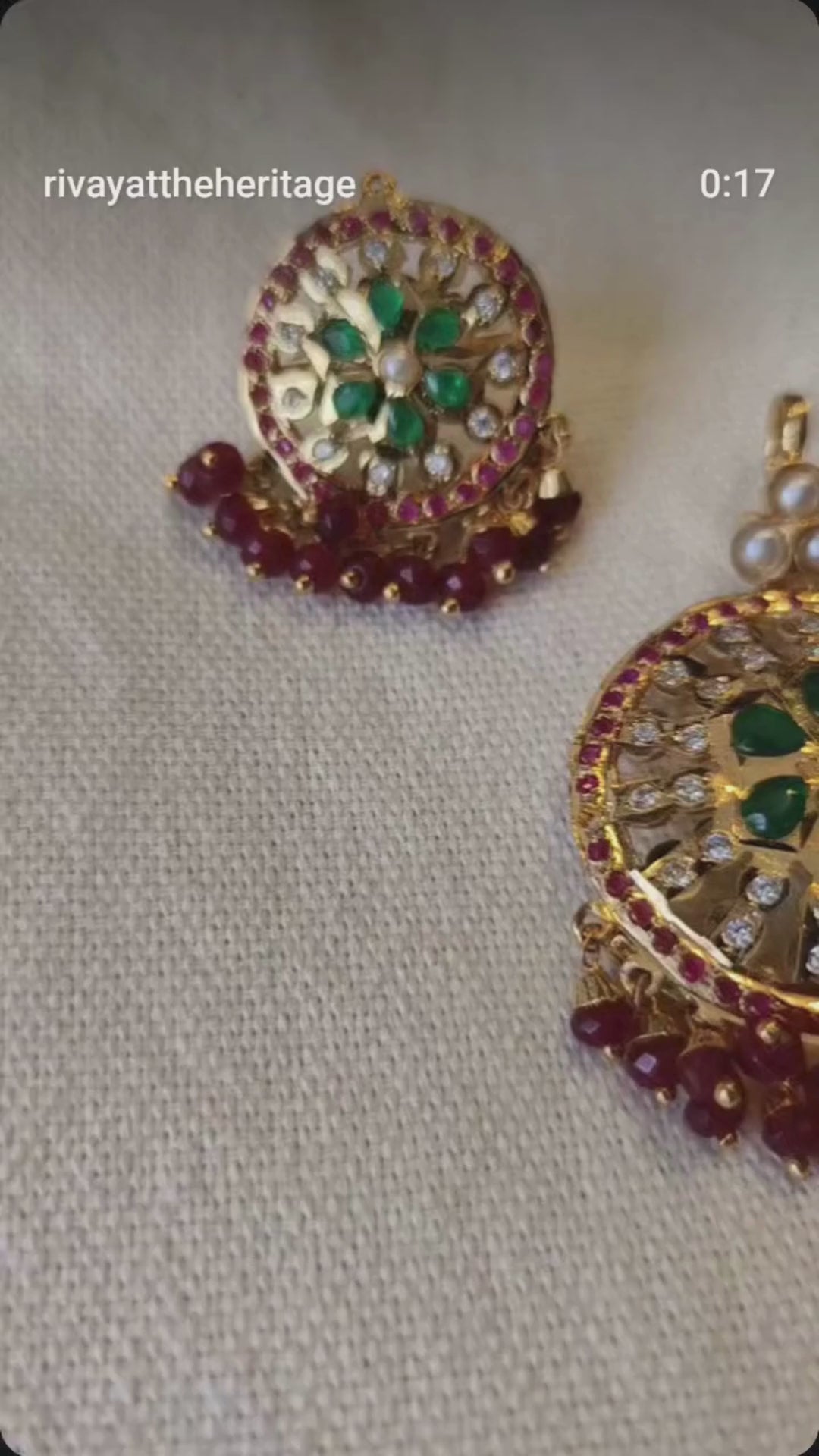 Manika Royal Emerald Ruby Jadau Set | Handcrafted 24K Gold Plated Pendant & Earrings | Rivayat Heritage