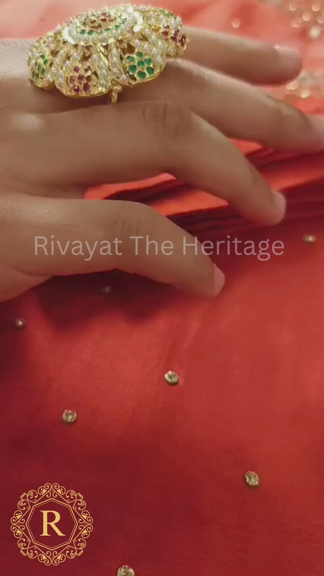 Manika Royal Jadau Gemstone Ring | Handcrafted 24K Gold Plated | Ruby Emerald Pearl | Authentic Indian Heritage Jewelry