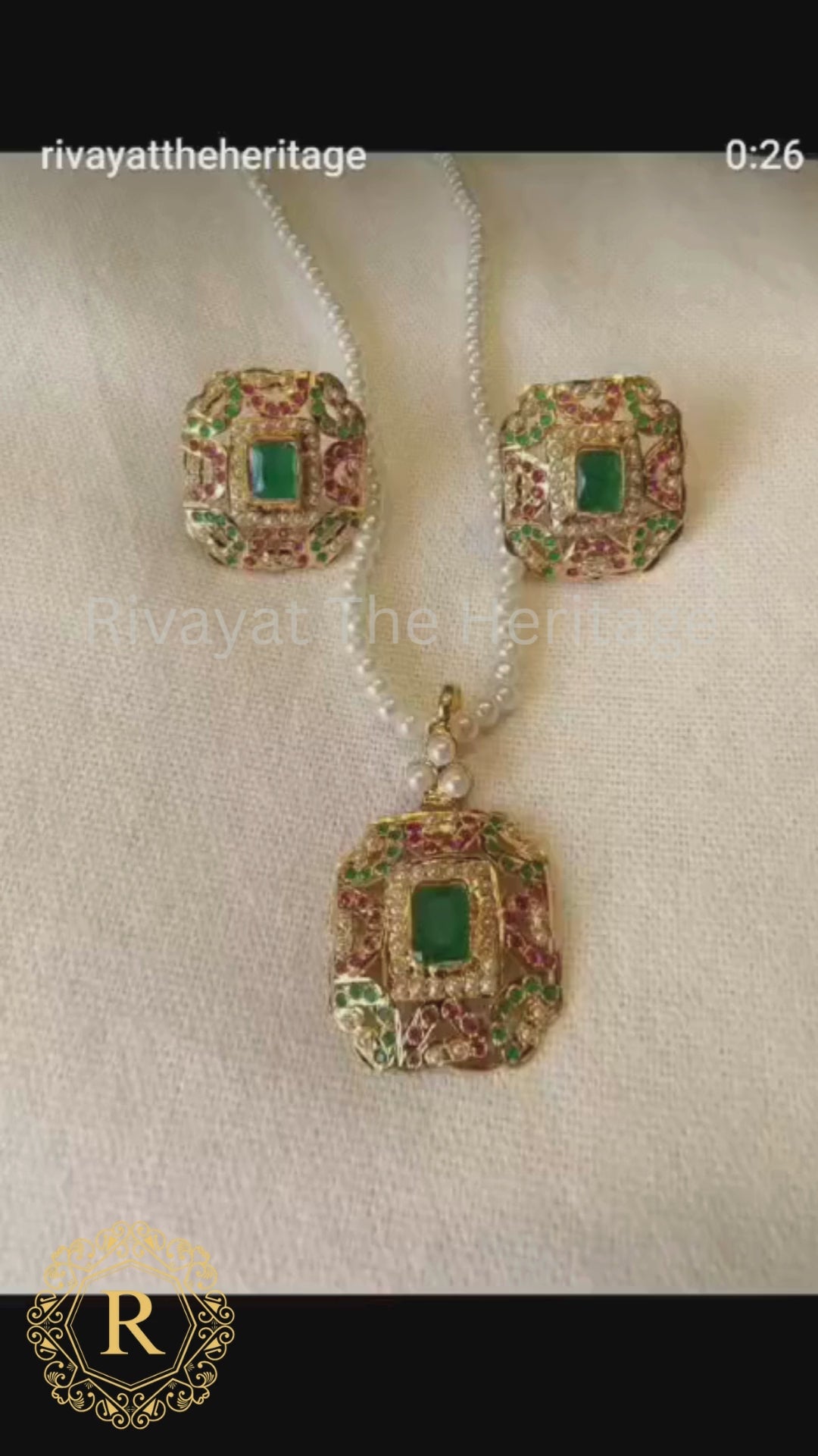 Manika Emerald Ruby Jadau Set | Handcrafted 24K Gold Plated Traditional Indian Jewelry